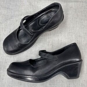 Dansko Mary Jane Heels Black Leather Chunky Y2K Slip On Shoes Women's‎ EU 38
